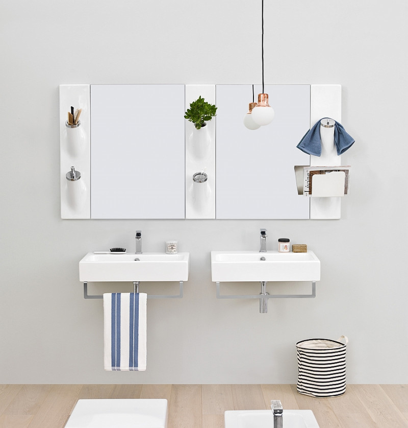 Sleek wall-mounted washbasins for the small modern bathroom