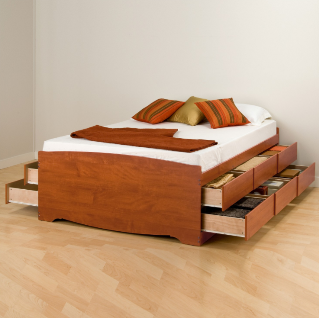 Multiple Shelves Natural Bed