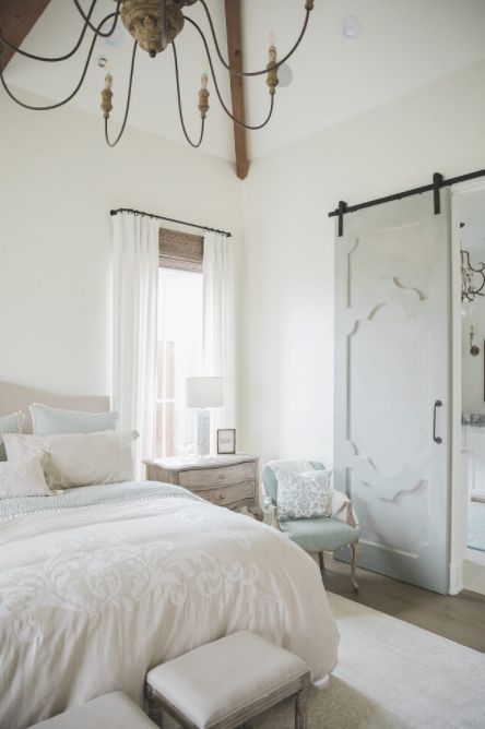White Bedroom with Pale Blue Accents