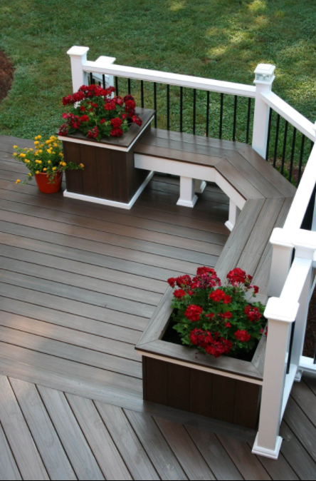 Deck Bench with Built-In Planters