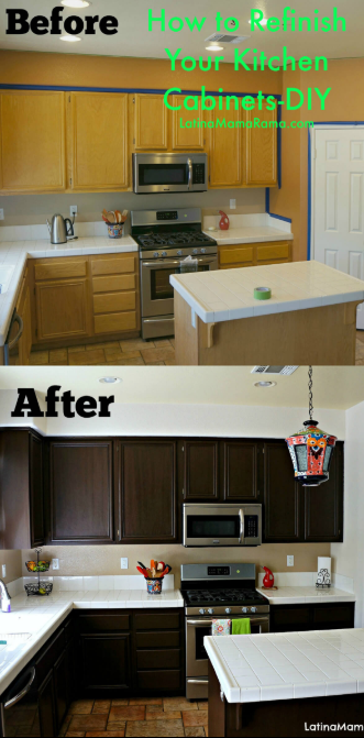 A Dark Finish on Wooden Cabinets