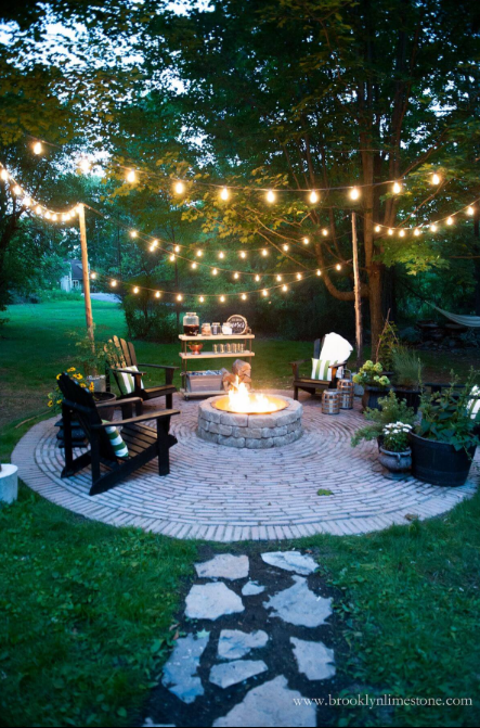 Round Firepit Area Idea for Nighttime