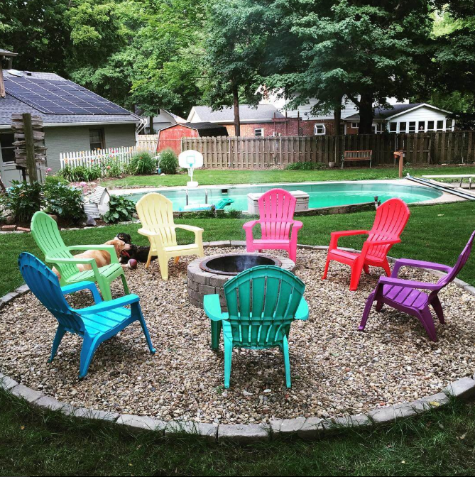 Stone Pit with a Rainbow of Chairs