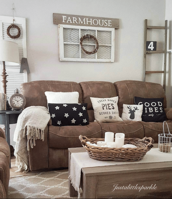 Microfiber Couch Farmhouse Living Room Decor Ideas