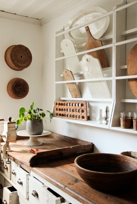 Vintage Kitchen - Primitive Wood Bread Board Display