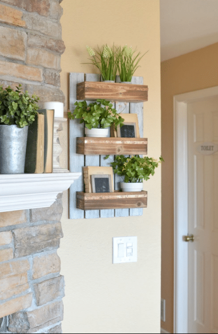 Wooden Shelf for Farmhouse Living Room Designs