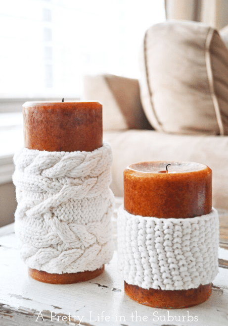 DIY White Scented Candle Cozies
