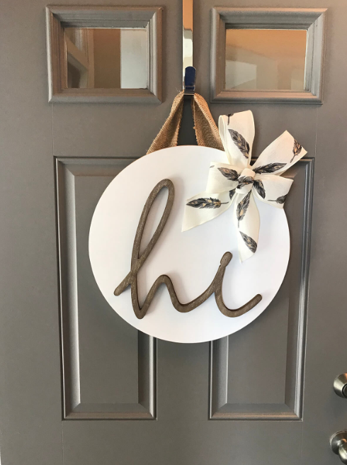 White Front Door Hanging Greeting Sign