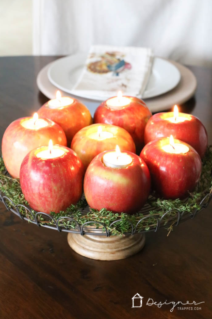 The Beauty of Apples as Candleholders
