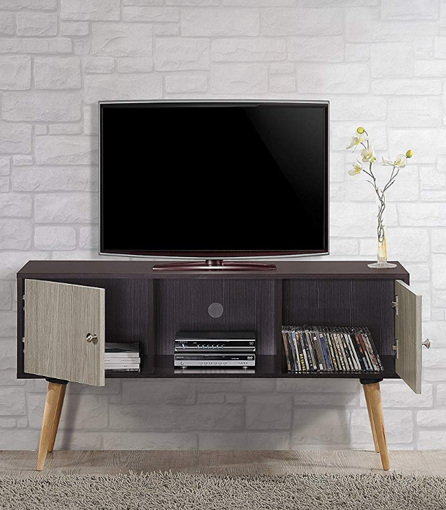 Wooden Tv Stands - Hodedah Retro Style TV Stand with Two Storage Doors